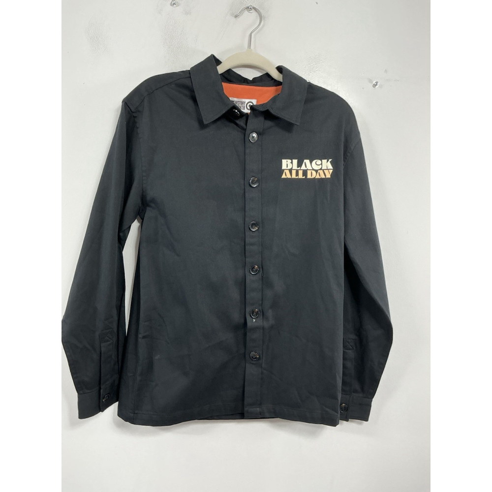 Mens New Black History Month Long Sleeve Button Down Dress Shirt XS Black